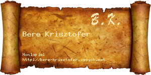 Bere Krisztofer névjegykártya